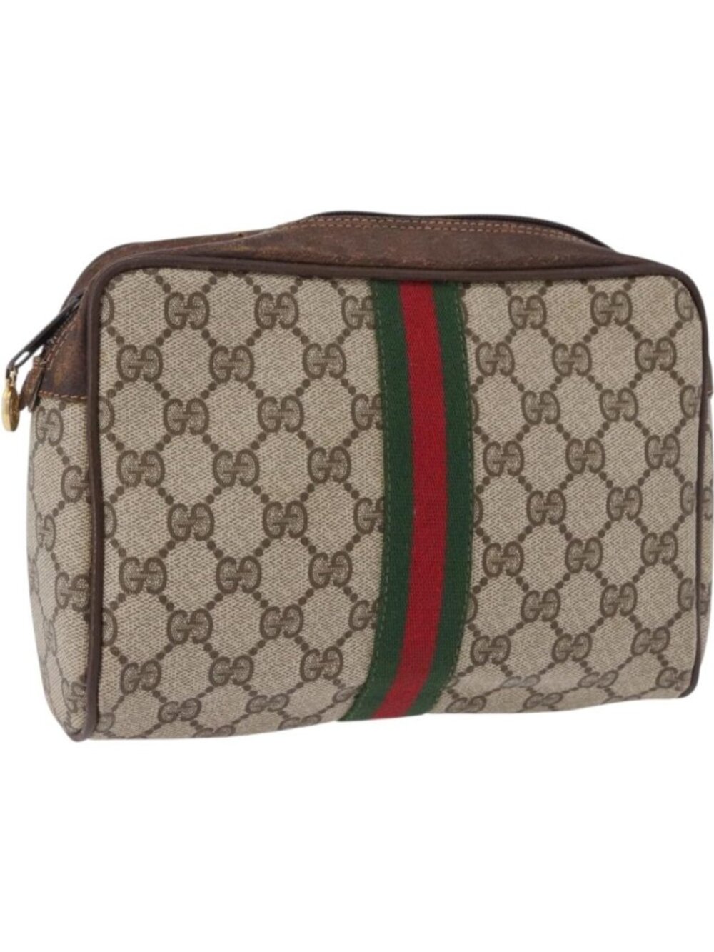 GUCCI GG Supreme Web Sherry Line Clutch Bag PVC Beige 63 014 3553